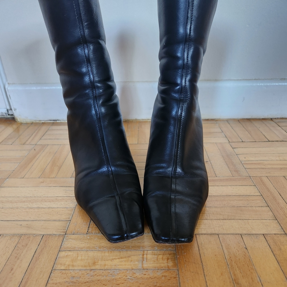 PRADA Black Leather Ankle Boots Size 39.5/ US 8-8.5
